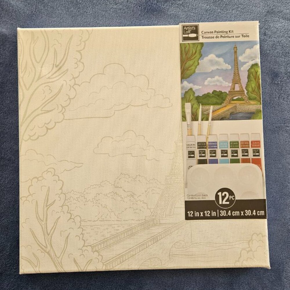 Artist's Loft - Canvas Painting Kit Eiffel‎ Tower Paris France 12 x 12 in